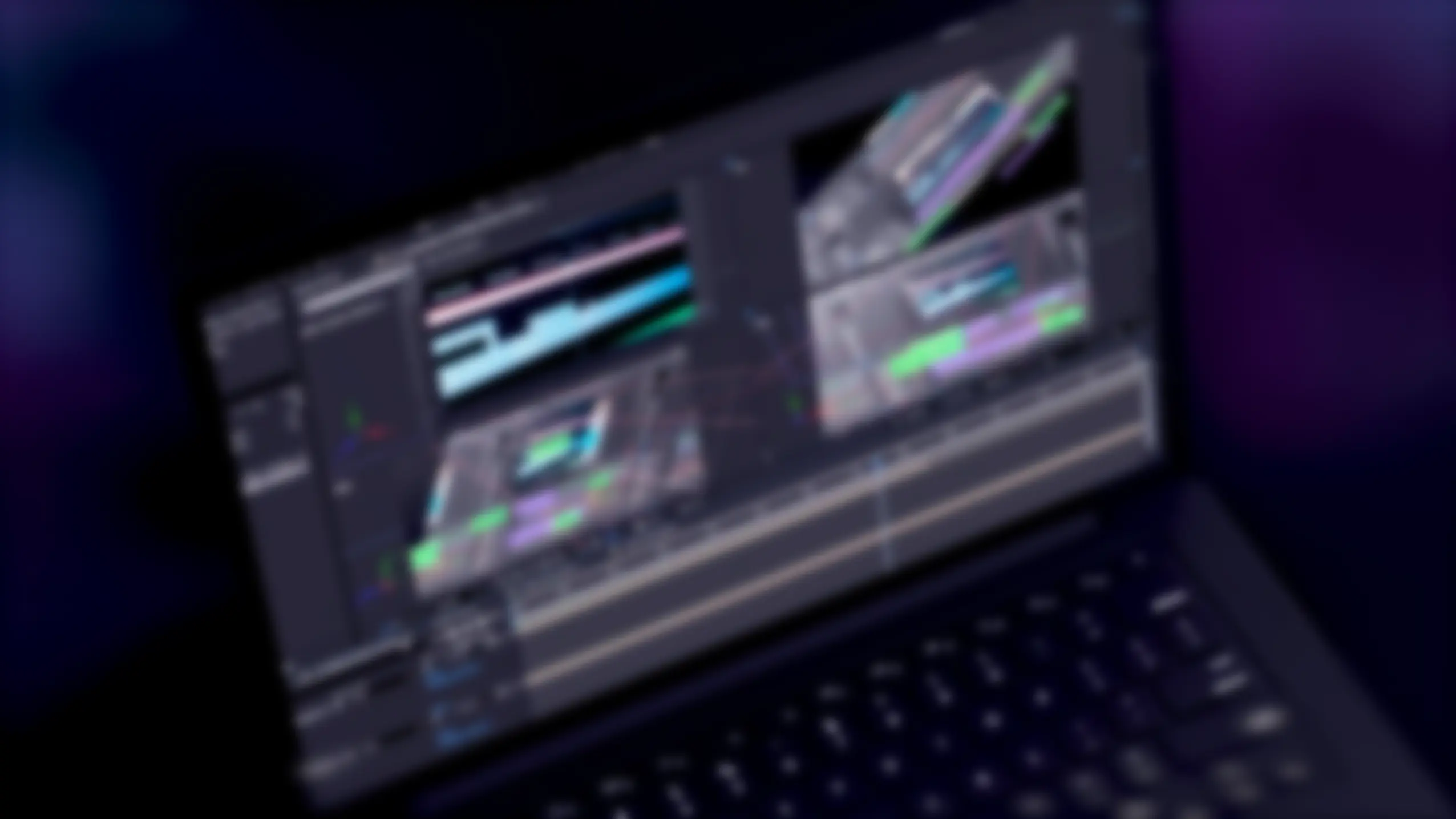 Motion graphics and visual effects composite being built in a VFX timeline