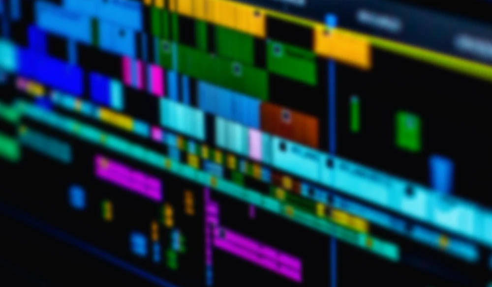 Video editing suite with a colour grading timeline open during post-production
